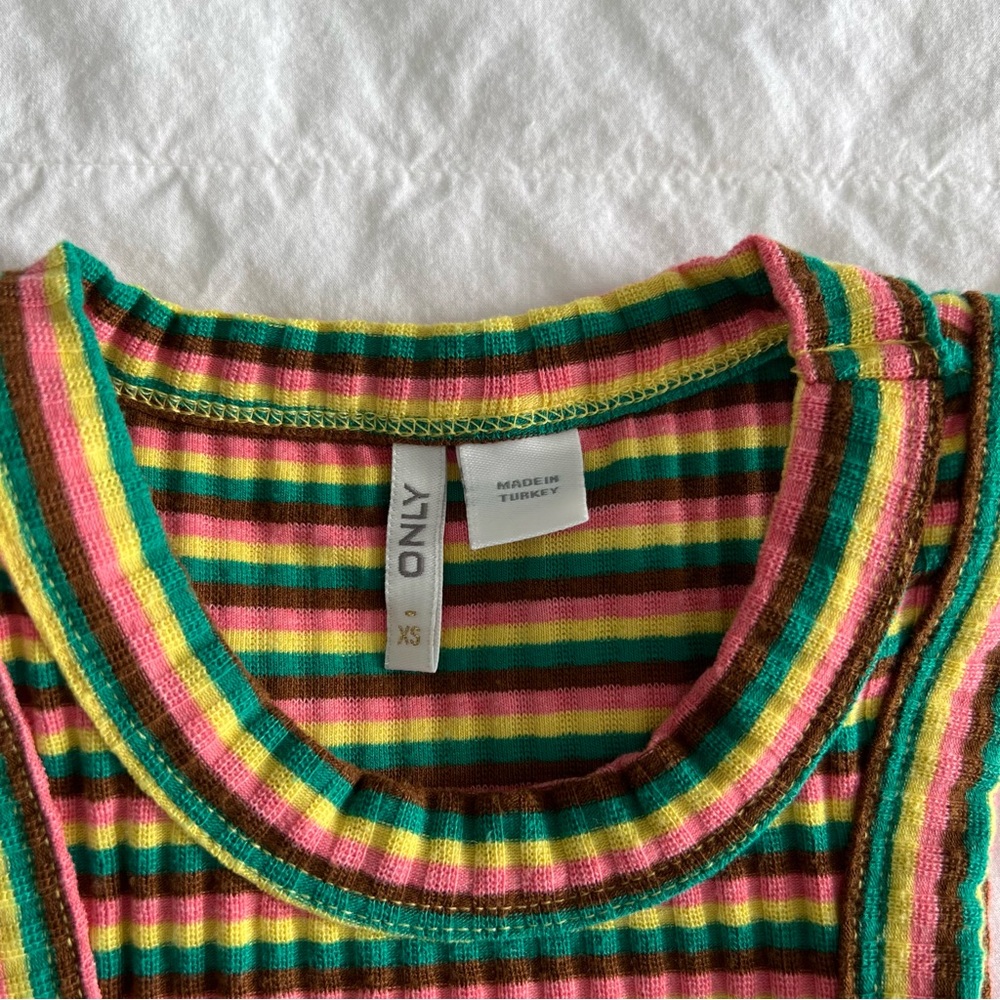 Only Ribbed Racer Neck Striped Tank Top - Picture 6 of 12